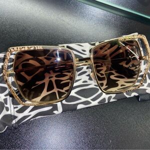 Dolce & Gabbana Gold and Brown Sunglasses